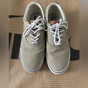 MENS SPERRY TOP SIDER STRIPER CVO SNEAKERS TAN WHITE 1048065
